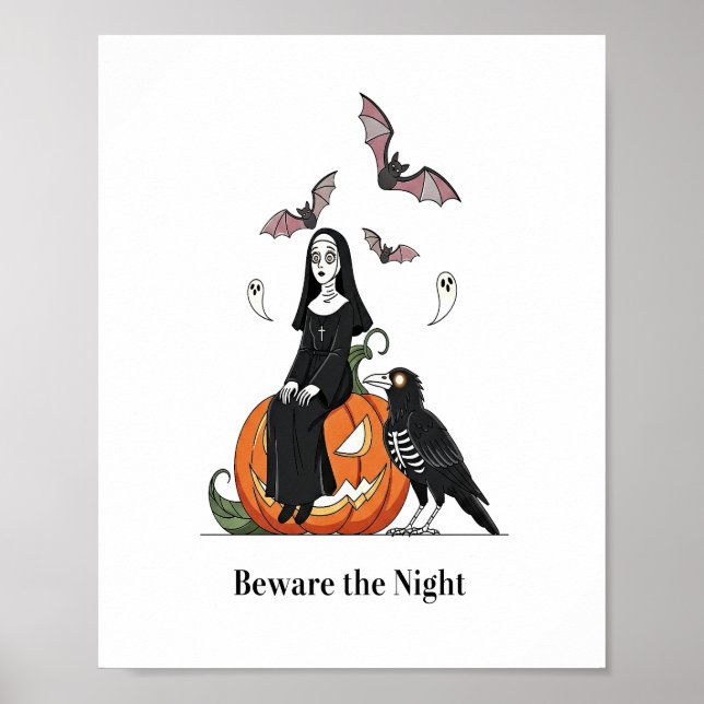 Poster Cuidado com a Freira Assustadora da Noite (Frente)