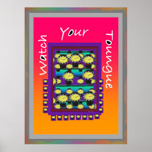 Poster Cuidado com a língua púrpura