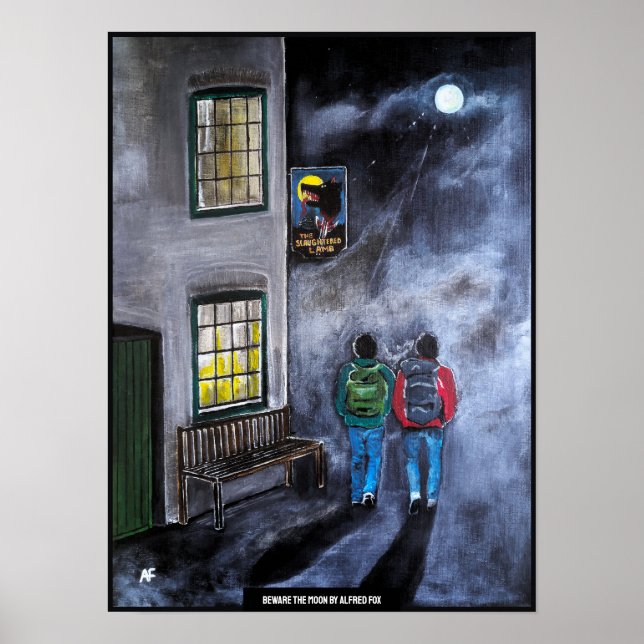 Poster Cuidado com a pintura da lua de Alfred Fox (Frente)