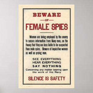 Poster Cuidado com as Espiãs! Silêncio! Incomum915 WW1