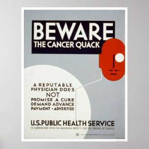 Pôster Cuidado com o Cancer Quack 1938 WPA