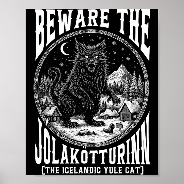Poster Cuidado Com O Gato De Natal Jolakotturinn Islandês (Frente)