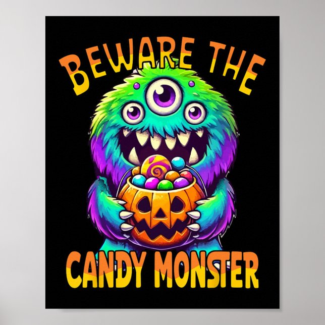 Poster Cuidado Com O Monstro Do Cavalo Bonito De Hallowee (Frente)