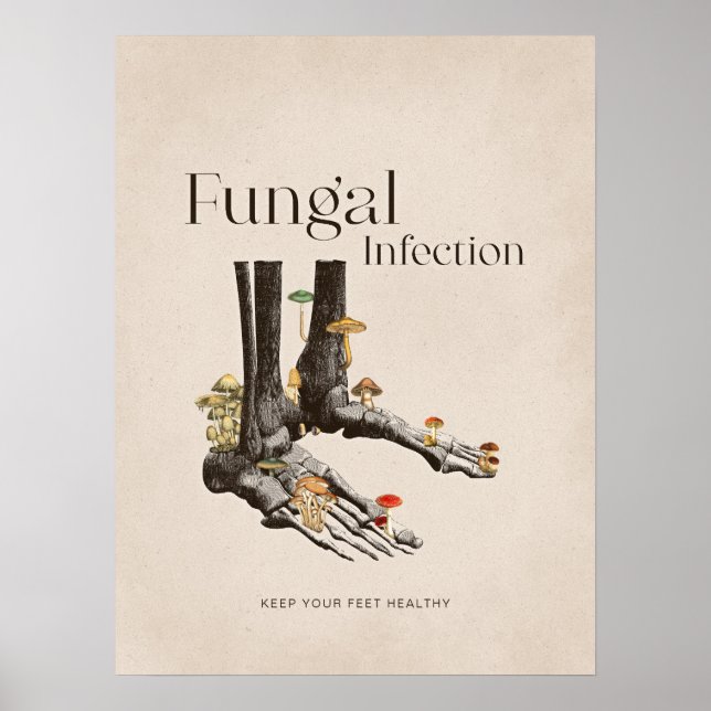 Poster Cuidado de Pé com Infecção Fungal Vintage (Frente)