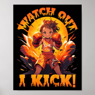 Poster Cuidado - Eu Chuto! Boxe Tailandês Muay Thai Kickb