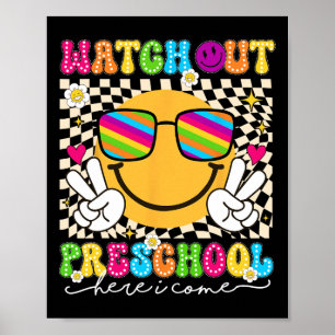 Poster Cuidado Pré-escola Volta à Escola Professor Menino