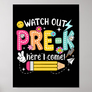 Poster Cuidado Pré-K Aqui Vou Eu Primeiro Dia de Volta à