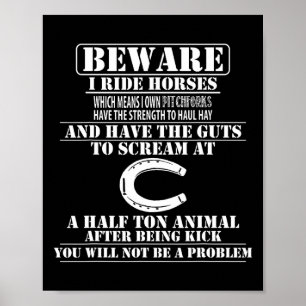 Poster Cuidado que eu viajo cavalos de cavalo correndo