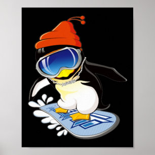 Poster Cujo Pinguim Snowboard Surfer Winter Hat