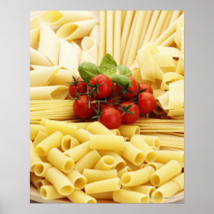 Pôster Culinária italiana. Massa e tomates
