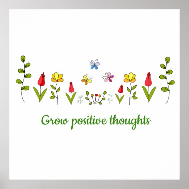 Poster Cultivar flores de pensamentos positivos (Frente)