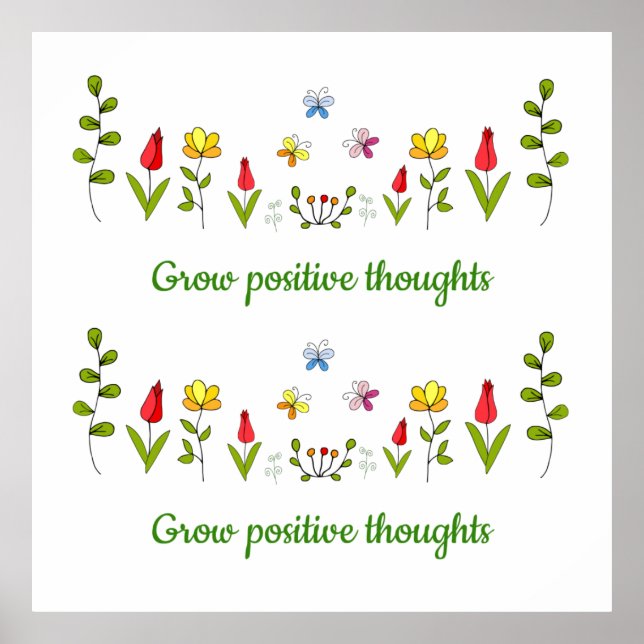 Poster Cultivar flores de pensamentos positivos (Frente)