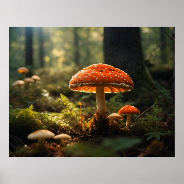 Poster Cultivo de cogumelos na floresta (Frente)