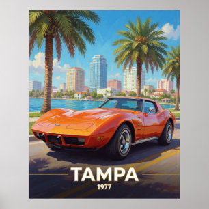 Poster Cultura Automobilística Costeira de Tampa Flórida