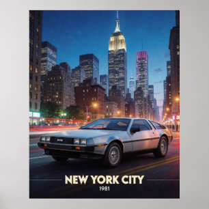 Poster Cultura Automobilística Futurista da Cidade de Nov