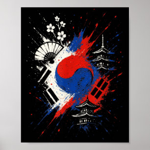 Poster Cultura da Pagoda Taekwondo Kimchi Seul Coreia