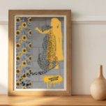 Poster Cultura de Grafite de Arte de Sunflower Lepard<br><div class="desc">Esta Trabalho de arte está mostrando uma enxertia (arte de rua) de um leopardo com uma garotinha ambas olhando para um padrão de giro e borboleta. A escolha da cor (amarela e azul) além do tema do chettah floral era dar um aspecto na moda e de tendência além de adicionar...</div>
