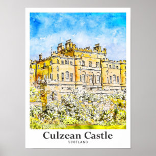 Poster Culzean Castle Scotland Viagem Watercolor