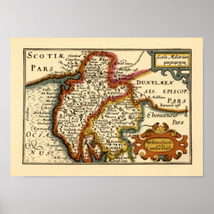 Poster Cumbria (Westmorland, Cumberland) Mapa Antiquário