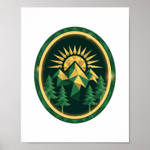 Poster Cume do Pico — Insígnia Geométrica da Montanha