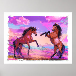Poster Cumprimento Divertido - Dois Garanhões se Cumprime