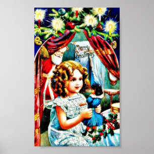Poster Cumprimento do Natal com uma menina que olha um