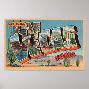 Poster Cumprimentos coloridos do vintage de Las Vegas