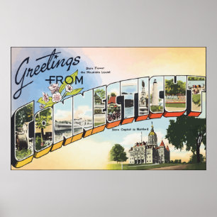 Poster Cumprimentos de Connecticut, vintage