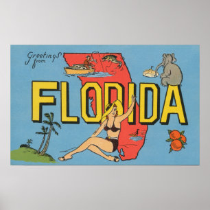 Pôster Cumprimentos de Florida Florida (azul)