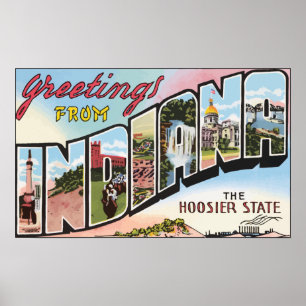 Poster Cumprimentos de Indiana o estado do Hoosier,