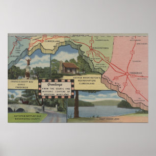 Pôster Cumprimentos de Maryland ocidental (mapa