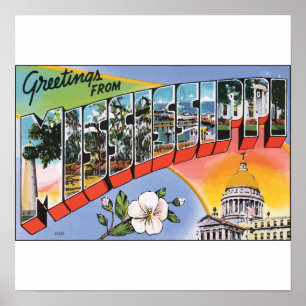 Pôster Cumprimentos de Mississippi, vintage