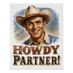 Pôster Cumprimentos de Parceiro de Velho Cowboy