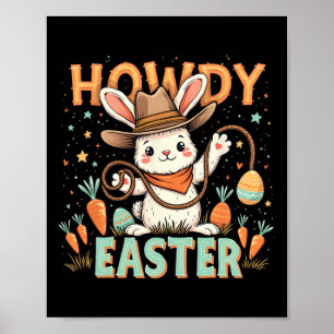 Poster Cumprimentos de Páscoa Coelhinho Cowboy Fofo Caça