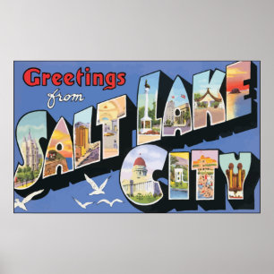 Poster Cumprimentos de Salt Lake City, vintage