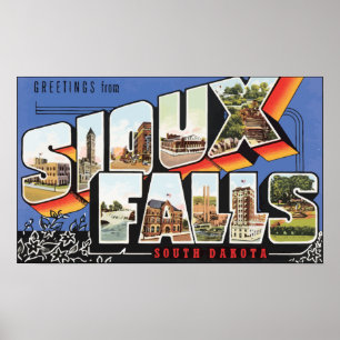 Poster Cumprimentos de Sioux Falls South Dakota, vintage