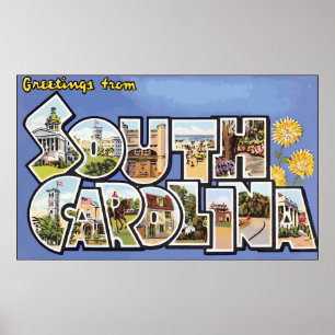 Pôster Cumprimentos de South Carolina, vintage