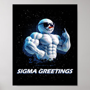 Poster Cumprimentos Sigma Cara Boneco de Neve Rizz Feliz