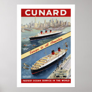 Poster Cunard Europa a toda a América
