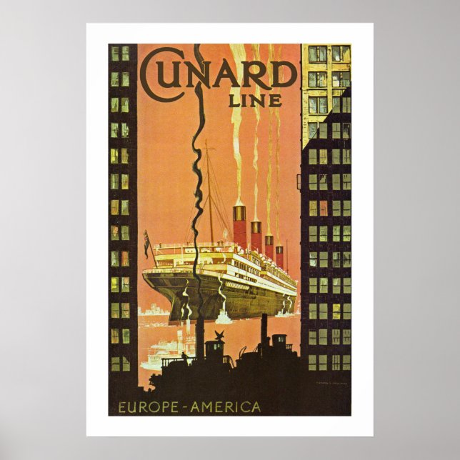 Poster Cunard Europa-América (Frente)