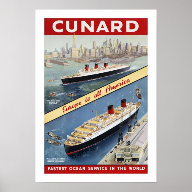 Poster Cunard Europe para toda a América (Frente)