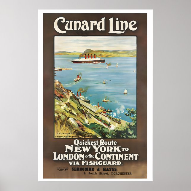 Poster Cunard Line Rota Mais Rápida para Londres & o (Frente)