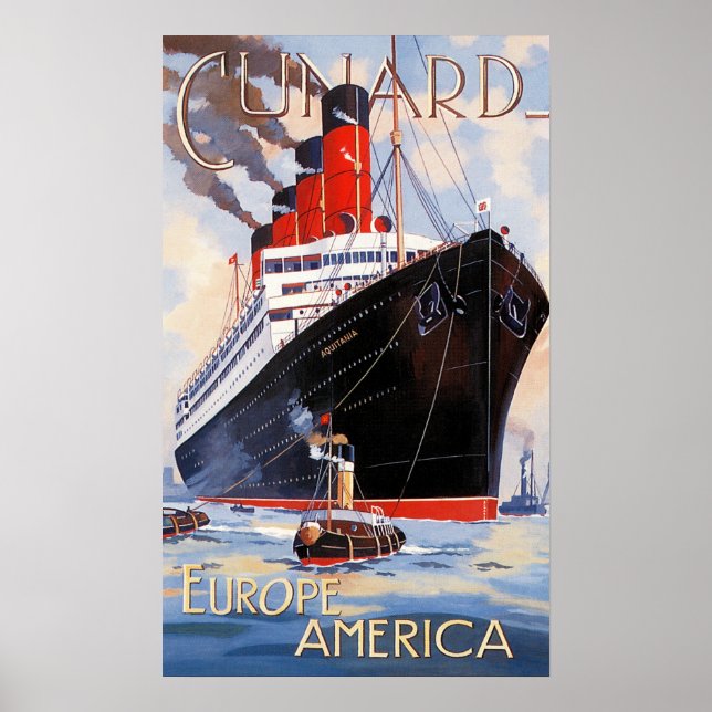 POSTER CUNARD OCEAN LINER AQUITANIA (Frente)