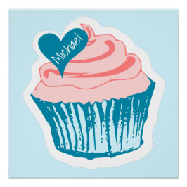 Pôster Cupcake Amor Nome personalizado poster