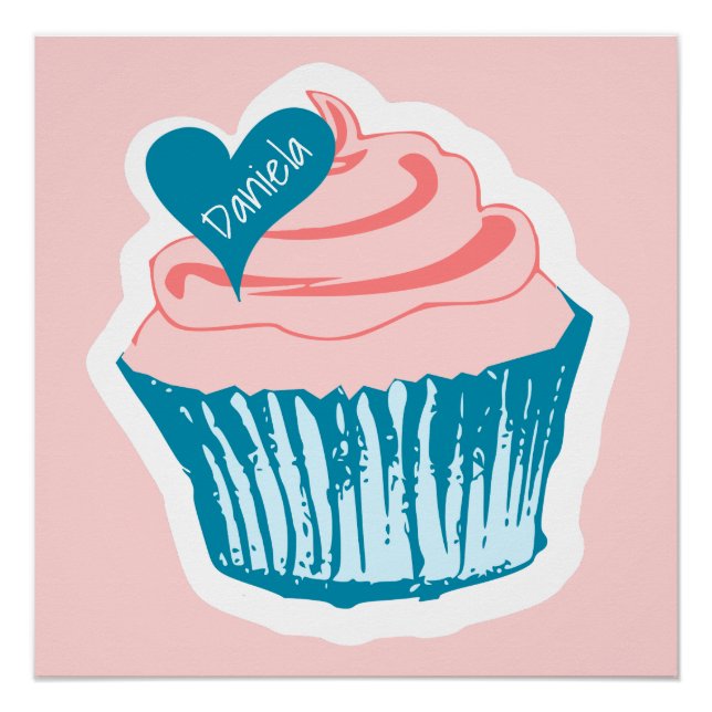 Pôster Cupcake Amor Nome personalizado poster (Frente)