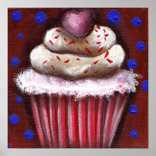 Poster Cupcake com coração