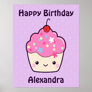 Pôster Cupcake cor-de-rosa bonito