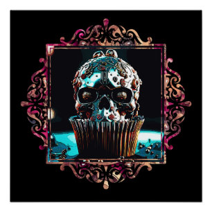 Pôster Cupcake de Caveira de Clocagem