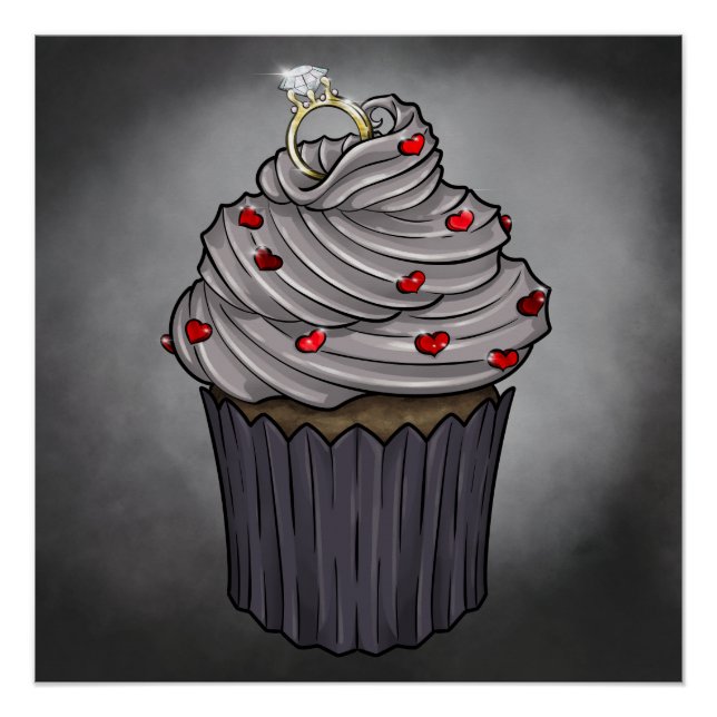 Pôster Cupcake de proposta doce (Frente)