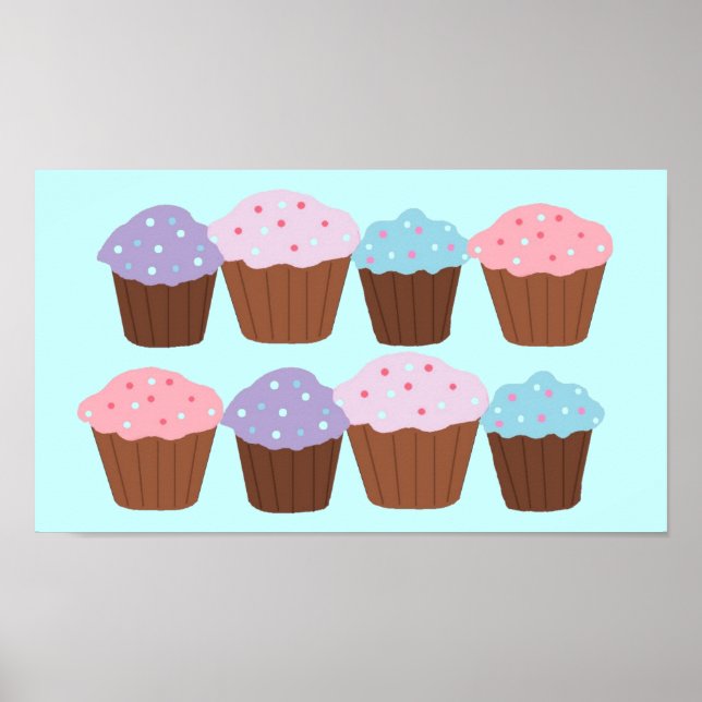 Pôster Cupcake Delight with Pink Border (Frente)
